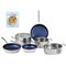 Blue Jean Chef 9-Piece Stainless Steel Cookware Set, Hammered Finish